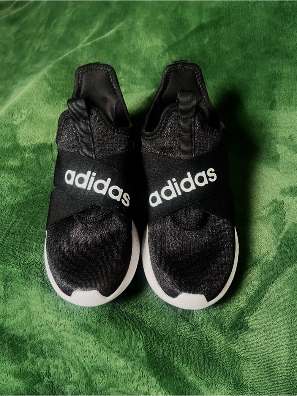 adidas Black and White Slip-On Athletic Sneakers - Picture 3 of 7